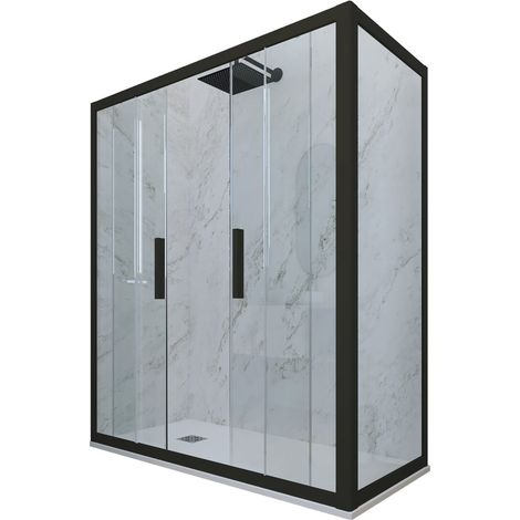 Box doccia 75x120 2 ante scorrevole h 200 Nero Matt Glam Duo