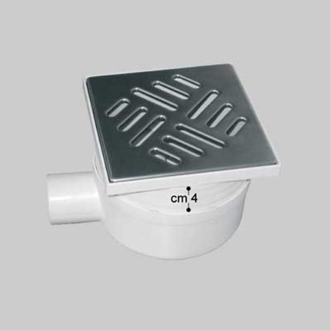 Chiusino con scarico lat. telescopico griglia in acciaio inox 15x15 cm - scarico ø 50 mm