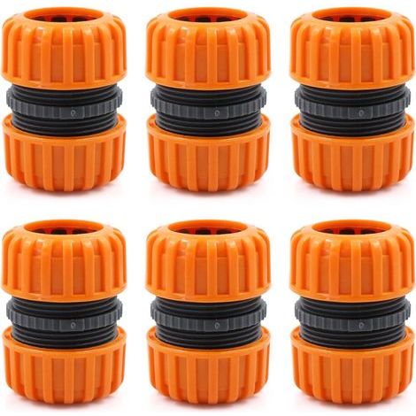 Lot de 6 raccords de tuyau d'arrosage - Kit de réparation pour tuyau d'arrosage - 19 mm (3/4") - Jaune (1/5)