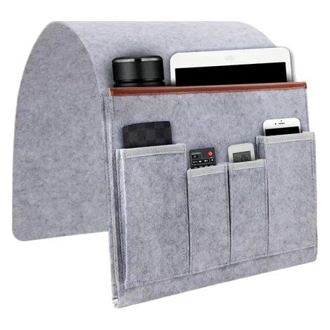 Organisateur d'accoudoir pour canapé, sac de rangement pour salon, en feutre résistant, 32 x 25 cm, gris (1/5)