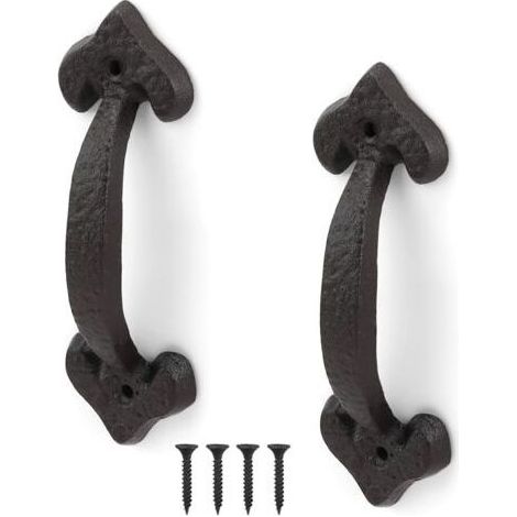 Antique Cast Iron Door Handle, 2 Pieces Sliding Door Handle, Retro Door Handle, Full Range of Accessories, for Shed Doors, Garages, Cupboards (1/5)