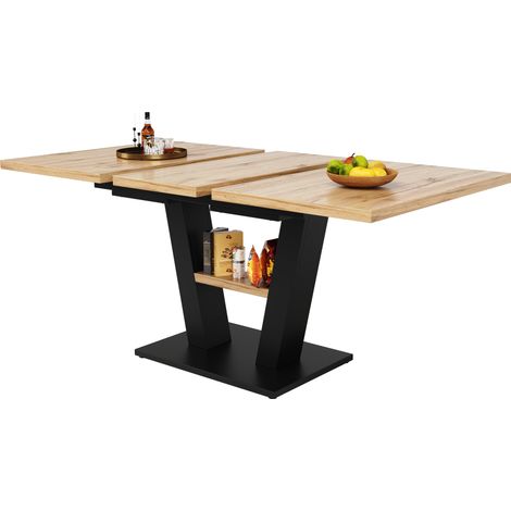 CHICFURN Mesa de comedor extensible 118-157 x 70 x 75 cm MDF negro y natural (1/5)