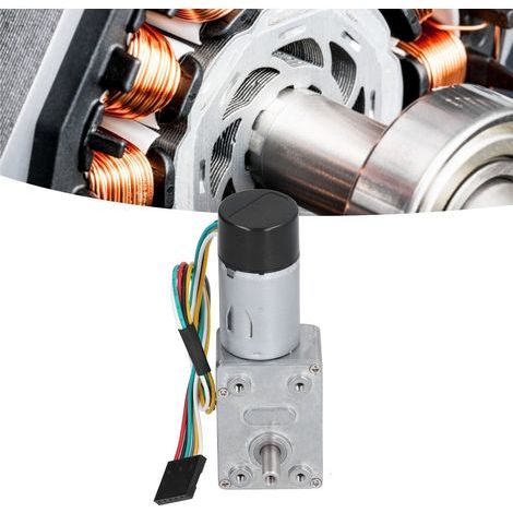 Motorreductor metálico JGY-370 con codificador, engranaje reductor y autobloqueo, 24 V CC, 10 rpm (1/5)