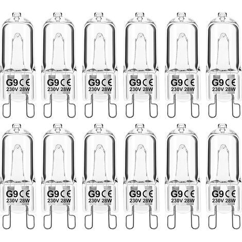 Lot de 12 Ampoule G9, 28W 230V Dimmable, Halogène Blanc Chaud, Pour Four Micro-ondes Plafonniers (1/5)