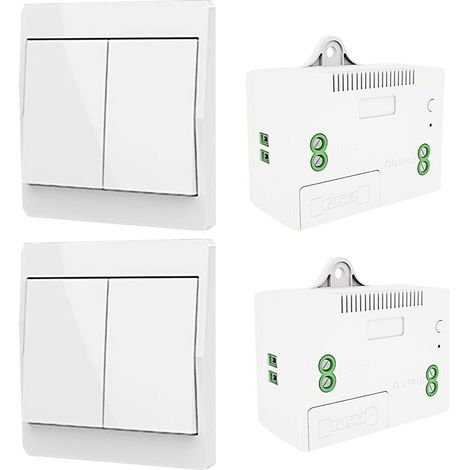 Interrupteur d'éclairage auto-générant sans fil, interrupteur à radiofréquence et récepteur de relais, contrôleur avec fusible, interrupteur cinétique sans batterie (Kit 2 voies 2 clés) (1/5)