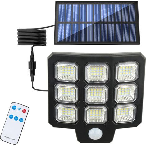 Lampes solaires d'extérieur avec détecteur de mouvement, 108 spots solaires LED, 3 modes d'éclairage et télécommande (1/5)