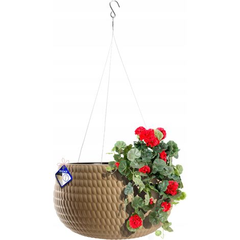 KADAX Macetero colgante con cadena y gancho, macetero colgante para plantas trepadoras, macetero con inserto, ( 32 cm, beige) (1/5)