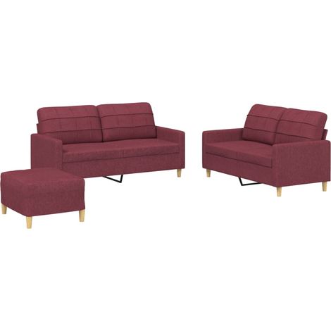 Maison Exclusive - Set di Divani 3 pz con Cuscini Rosso Vino in Tessuto