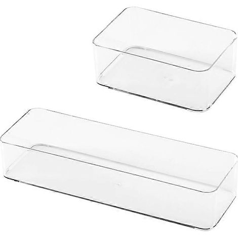 Lot de 2 boîtes de rangement multifonctionnelles pour tiroirs, pratiques et faciles à utiliser.-30X10X5.5CM-White (1/4)