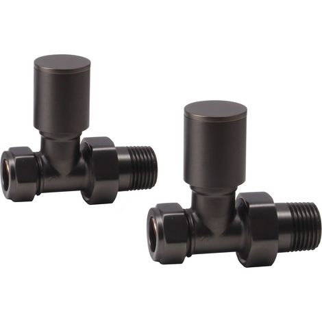 Signature Patterned Straight Radiator Valves (Pair) - Matt Black