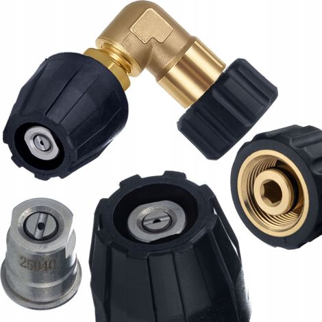 Mini Sprühlanze Ersatzteil AngleJet M22 90° – Flachdüse wechselbar M22 Messing 150 bar 8 l/min kompatibel mit KARCHER HD HDS