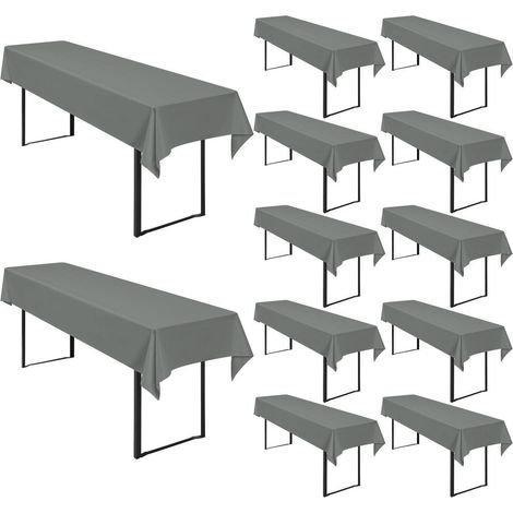 Lot de 12 nappes de table de bière Gris foncé 250x100cm Polyester, lavable