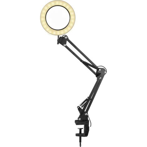 Lampadaire LED 10X Loupe 110mm Tri-couleur avec Pince pour Lecture Broderie 4.3in (1/5)