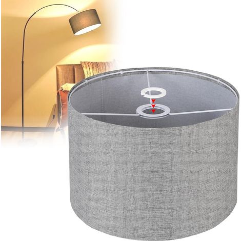 Fabric Lampshade H20 x Ø 30 cm, Round Cylindrical Natural Linen, Suitable for E14/E27 Sockets, for Floor Lamp, Ceiling Light, Pendant Light, Wall Light, Bedside Lamp, Table Lamp, Grey