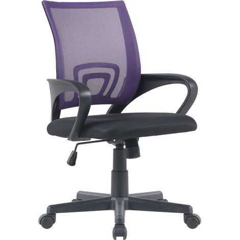 Sedia da ufficio con rotelle altezza regolabile braccioli in rete viola struttura in plastica nera 100006922