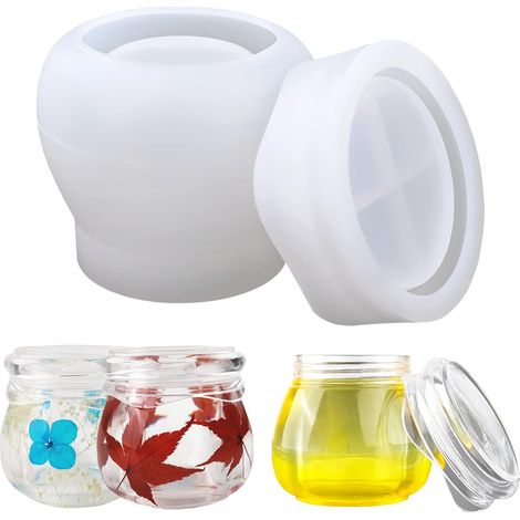 Moule en résine pour bouteilles, moule en silicone pour pots à pudding, moule en résine avec couvercle pour ranger et organiser vos bouteilles, moulage époxy. (1/5)