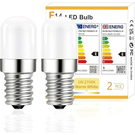 Ampoule LED E14, pour Réfrigérateur,Blanc Chaud 2700K,1W 120 lumens Lampe Frigo,Non variable, de Sel, Machine a Coudre (1/5)