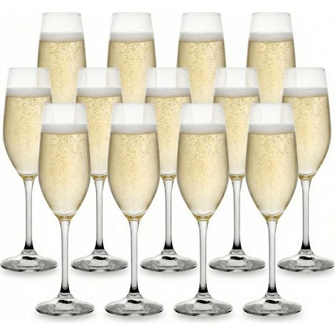 Calici Champagne Flute prosecco 24cl  12 Bicchieri fluite liquori Professionali  per Bollicine  Vetro Star Glass Trasparente  Made in Italy (1/4)