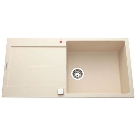 Évier granit beige 100x50 cm – 1 bac réversible avec vidage manuel – Meuble sous évier 60 cm minimum – Équipement inclus – Luisina (1/3)