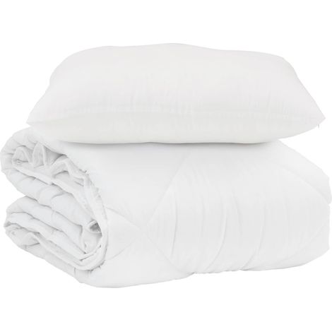Duvet d'été simple avec oreiller 2 pcs Blanc Microfibre (1/5)