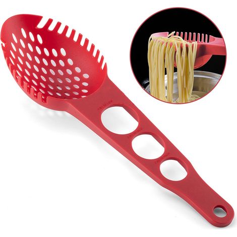 Cucchiaio multifunzione 3 in 1 per spaghetti, colino a pinza, misurino da cucina e pentola calda. (1/5)