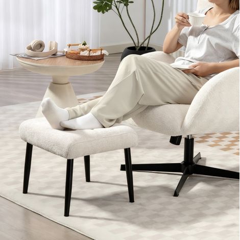 Taburete reposapiés tapizado 45x41x38 cm OKMYHOME (1/4)
