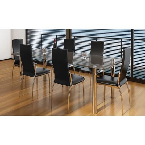 Maison Exclusive - Esszimmerstühle 6 Stk. Schwarz Kunstleder (1/5)