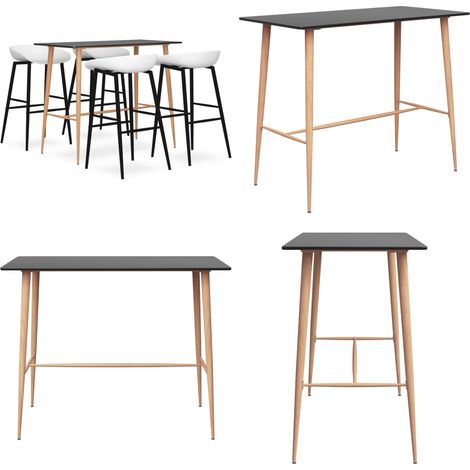 5-tlg. Bar-Set Schwarz und Weiß - Barhocker - Bartheke (1/5)