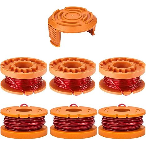 6 bobine de fil pour débroussailleuse 20 V (pour WA0010),avec 1 capuchon bobine débroussailleus (pour WA6531), bobine fil rechange nylon pour toutes les coupe-bordures 20V WG150 WG163 WG180 (1/5)
