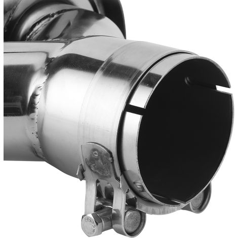 Tuyau d'échappement double universel en fibre de carbone brillante en forme de Y avec sortie droite et sortie droite avec finition bleuie (AP38KR-6389) pour la modification de voitures (1/5)