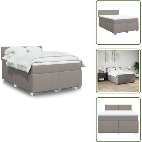 Surmatelas - vidaXL Sommier à lattes de lit avec matelas Taupe 140x190 cm Tissu - Confort (1/5)