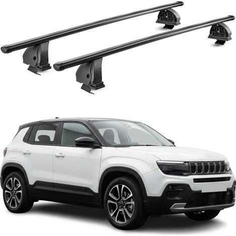 OMAC Barres de toit transversales en acier pour Jeep Avenger 2023-2026 – TÜV / DIN 75302:2019 – Antivol inclus – Rainure en T (accessoires) – Charge max 75 kg – 2 barres – Noir (1/4)