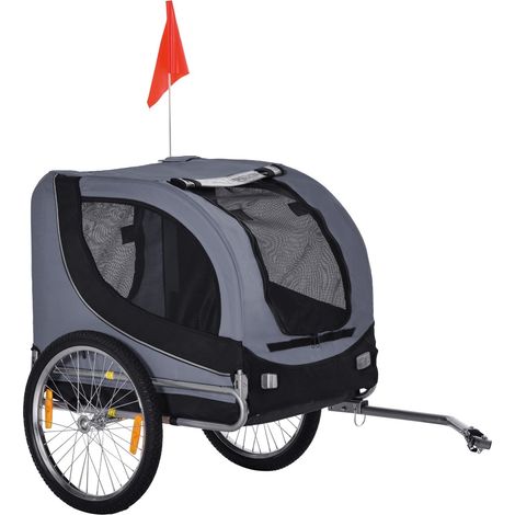 Remolque Para Perros Remolque Para Bicicleta Transportador Para Perros Remolque Para Bicicleta Para Perros Gris + Negro 130 X 73 X 90 Cm