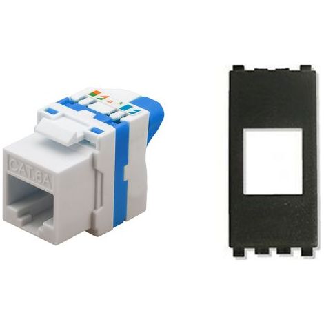 TechLy presa di rete RJ45 UTP CAT.6a tooless + Vimar Eikon grigio scura