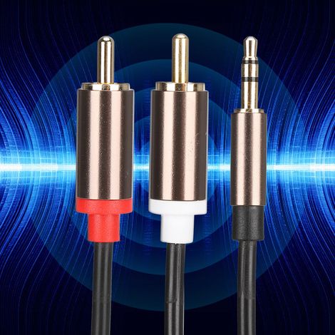Câble Audio 3.5mm vers RCA pour Subwoofer, Enceintes, PC et Téléphone - Longueur 2m