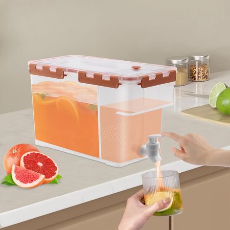 6l / 1.32gal distributeur de boissons, bouilloire froide en plastique avec robinet, limonade, jus de fruits, 34  17,5  19 cm (1/5)