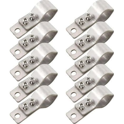 SS304 Lot de 10 colliers de serrage réglables en acier inoxydable 16-26 mm pour tonnelle, parasol, auvent extérieur (55 x 42 x 2 mm) (1/5)