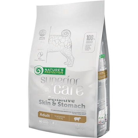 NATURE'S PROTECTION Soin Supérieur Peau et Estomac Agneau Adulte Petit Chien - croquettes - 1,5 kg
