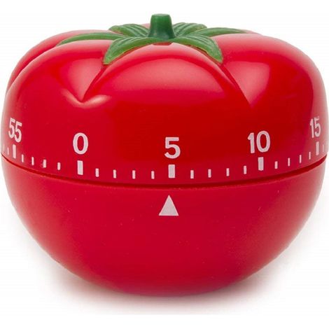 TRADE SHOP - Timer Analogico Pomodoro 60 Minuti Orologio Da Cucina Retro' Allarme Sonoro Rosso -