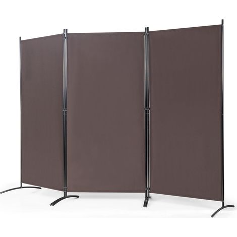 Separador de ambientes de 3 paneles con bisagras robustas y base de acero biombo visual independiente 260x 183 cm cafe