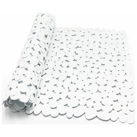 Alovez - Tapis de douche antidérapant, tapis de douche rectangulaire antidérapant en galets, tapis de douche antidérapant avec ventouse, baignoire ou tapis de douche antifongique (blanc) (1/5)