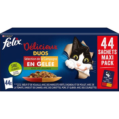 44 Sachets 85g pour chat Tendres Effilés Délicieux Duos - Sélection Campagne felix - Purina (1/5)