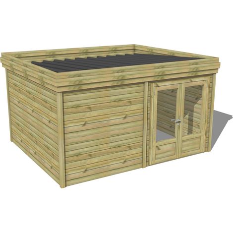 ABRI DE JARDIN bois traité 27mm, 5,2x3,4m, 18m2