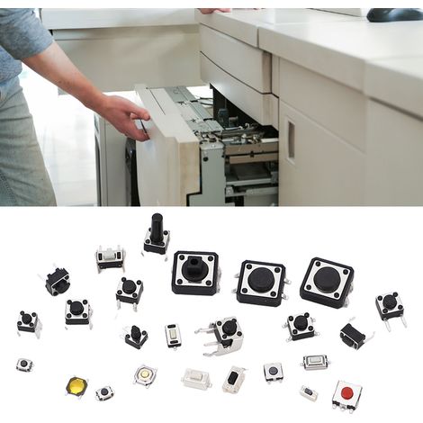 Ensemble de 125 pièces comprenant 25 types de micro-interrupteurs, interrupteurs miniatures à bouton-poussoir pour l'automobile, conditionnés en boîte. (1/5)