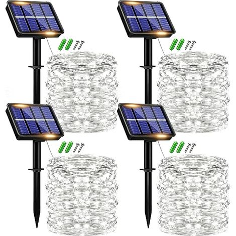 Luci solari a catena da esterno, 150 LED, luci a catena solari in filo di rame impermeabili per giardino, patio, balcone, bianco (1/5)