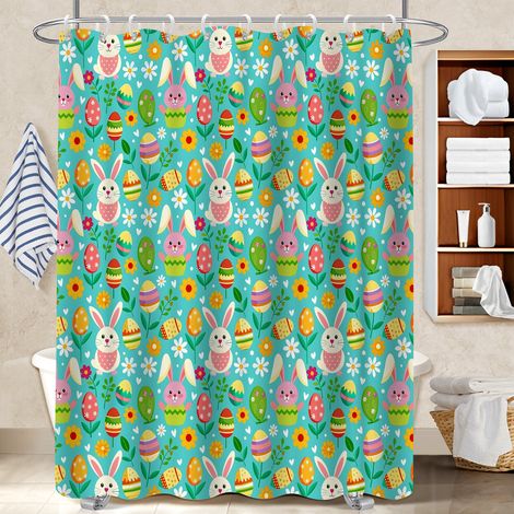 Rideau de douche tissu polyester 180x180 bordure lestée protection douche pour votre chalet à la montagne (1/5)