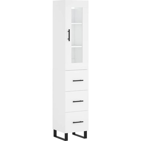 Credenza cassettiera mobile contenitore organizer cucina soggiorno salotto alto 345 x 34 x 180 cm in legno ingegnerizzato bianco 020032423