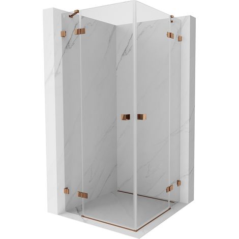 Mexen Lunar Duo Duschkabine schwenkbar 75 x 75 cm, transparent, Roségold - 834-075L-075P-60-00 (1/5)
