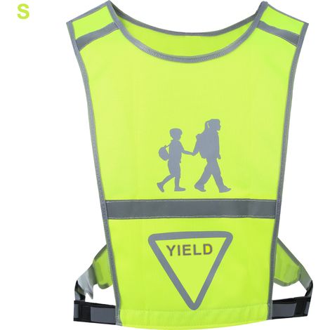 Gilet De Sécurité Réfléchissant - Jaune Fluorescent Avec Bandes Luminescentes - Pour Cyclisme Et Travail De Nuit - Taille S (1/5)