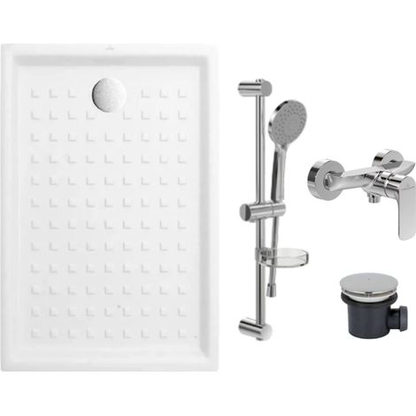 Pack receveur 100 x 80 VILLEROY ET BOCH O .Novo céramique rectangle blanc avec bonde D90 et robinetterie